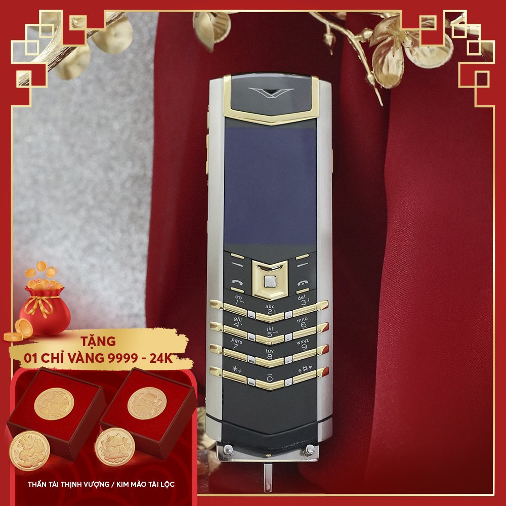 VERTU SIGNATURE S THÉP BÓNG ĐIỂM VÀNG CHANH