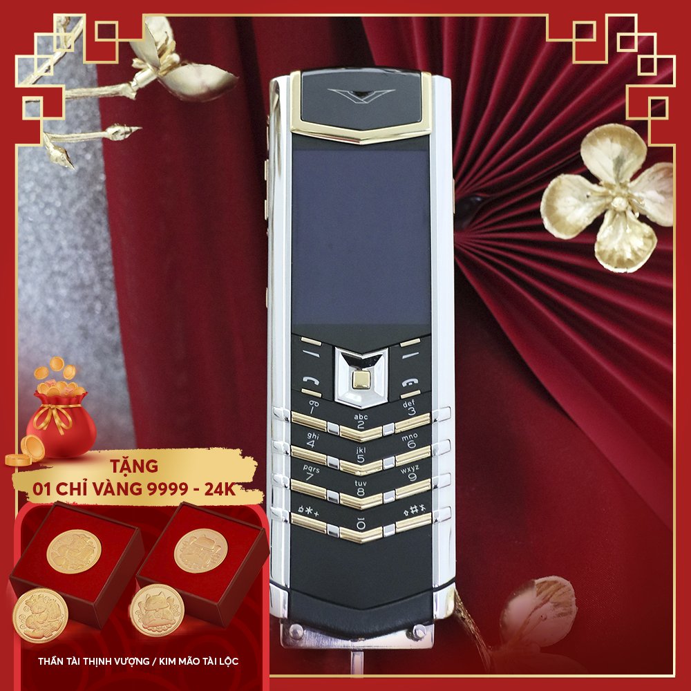 VERTU SIGNATURE S THÉP BÓNG ĐIỂM VÀNG HỒNG