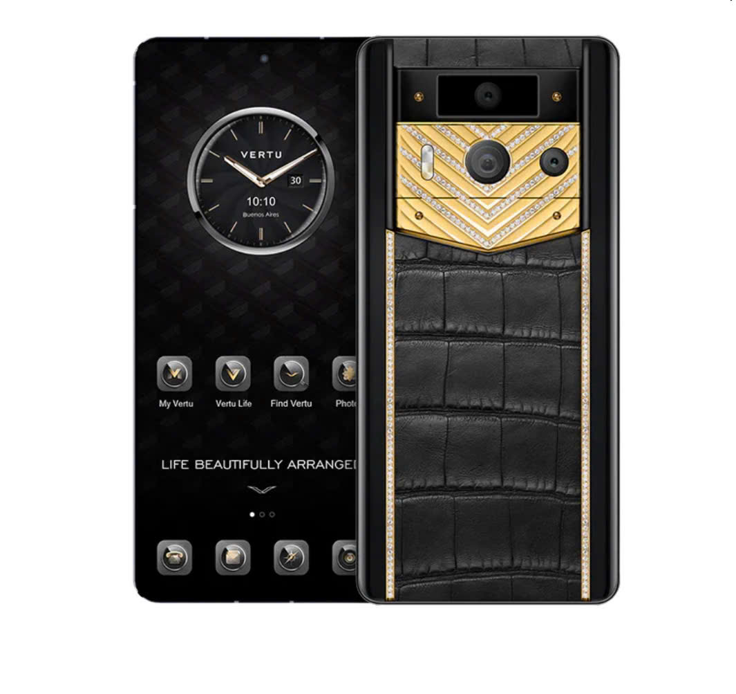 METAVERTU 2ND GENERATION LUXURY CUSTOM MADE GOLD WITH DIAMONDS ALLIGATOR  BLACK