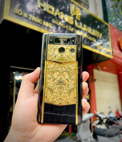 Lướt Full Set - METAVERTU 2 Generation Custom Golden Carved Floral Decoration with Alligator Black