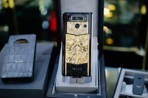Lướt Full Set - METAVERTU 2 Generation Custom Golden Carved Floral Decoration with Alligator Black