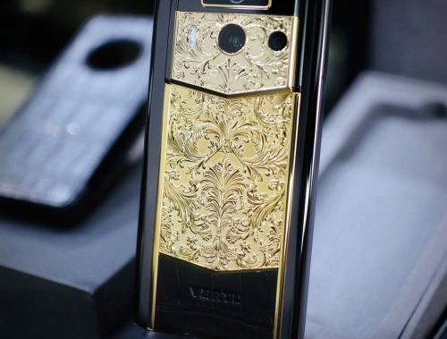 Lướt Full Set - METAVERTU 2 Generation Custom Golden Carved Floral Decoration with Alligator Black