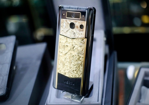 Lướt Full Set - METAVERTU 2 Generation Custom Golden Carved Floral Decoration with Alligator Black