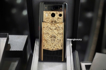 Lướt Full Set - METAVERTU 2 Generation Custom Golden Carved Floral Decoration with Alligator Black