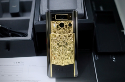 Lướt Full Set - METAVERTU 2 Generation Custom Golden Carved Floral Decoration with Alligator Black
