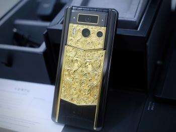 Lướt Full Set - METAVERTU 2 Generation Custom Golden Carved Floral Decoration with Alligator Black