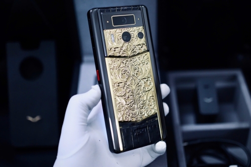 Lướt Full Set - METAVERTU 2 Generation Custom Golden Carved Floral Decoration with Alligator Black