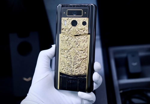 Lướt Full Set - METAVERTU 2 Generation Custom Golden Carved Floral Decoration with Alligator Black