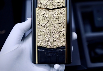Lướt Full Set - METAVERTU 2 Generation Custom Golden Carved Floral Decoration with Alligator Black