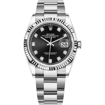 Rolex Datejust White Gold Steel Black Diamond 126234