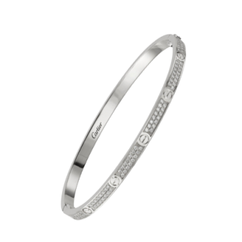 LẮC TAY CARTIER LOVE VÀNG TRẮNG FULL 2 HÀNG KIM