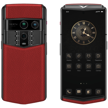 Vertu Agent Q Silver Calfskin  Pure Wine Red
