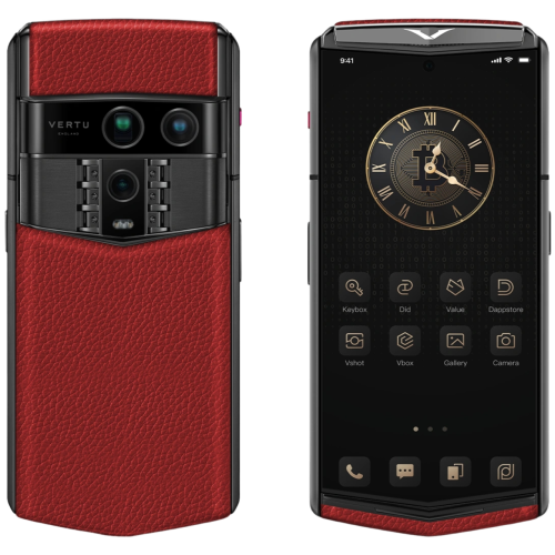 Vertu Agent Q Silver Calfskin  Pure Wine Red