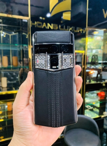 Vertu Agent Q Silver Regular Set Black Quilted Stitch (Pure Black) Calf 1TB