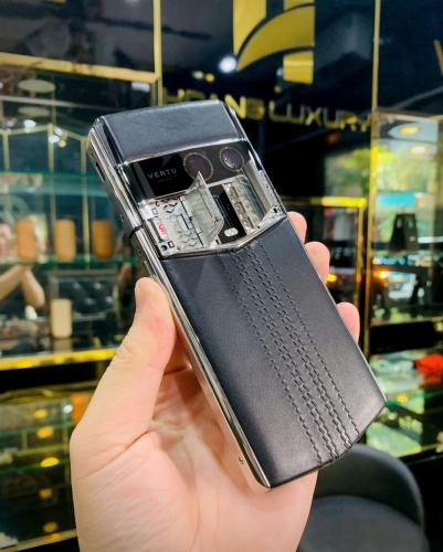 Vertu Agent Q Silver Regular Set Black Quilted Stitch (Pure Black) Calf 1TB