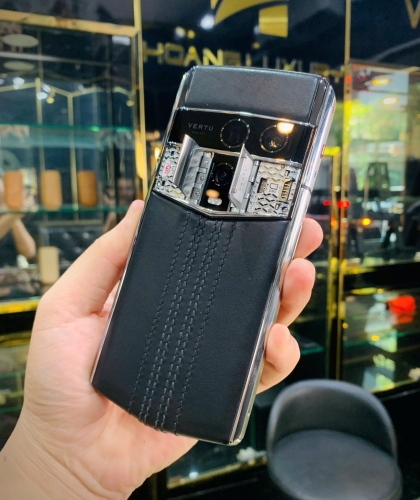 Vertu Agent Q Silver Regular Set Black Quilted Stitch (Pure Black) Calf 1TB