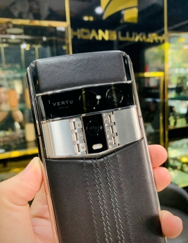 Vertu Agent Q Silver Regular Set Black Quilted Stitch (Pure Black) Calf 1TB