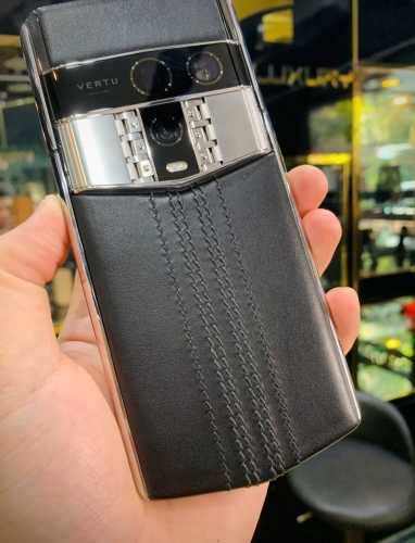 Vertu Agent Q Silver Regular Set Black Quilted Stitch (Pure Black) Calf 1TB